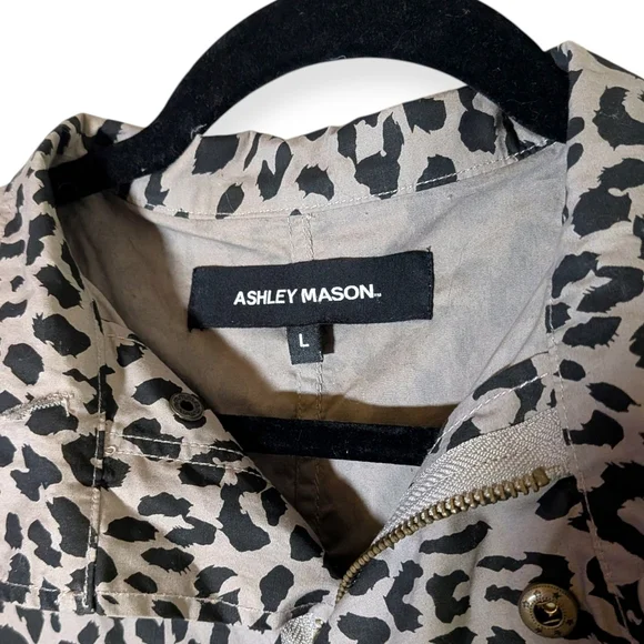 Ashley Mason Sleeveless Safari Vest | Tan Black Leopard Print Zip Front Large - Picture 12 of 16